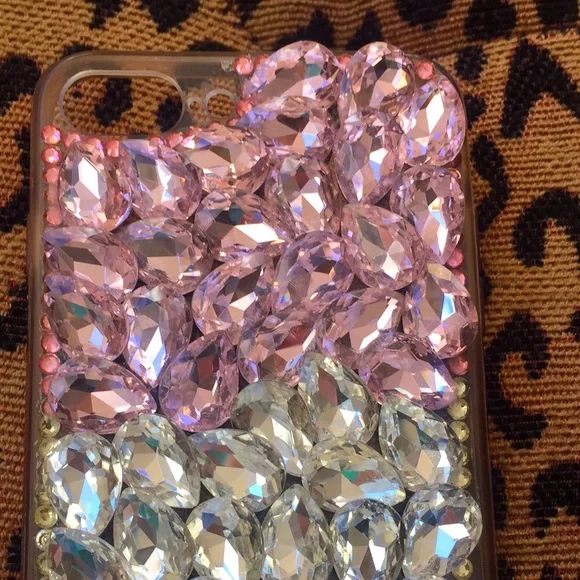 Pink &White Crystals covered iPhone Cover 6” Long - Picture 6 of 9